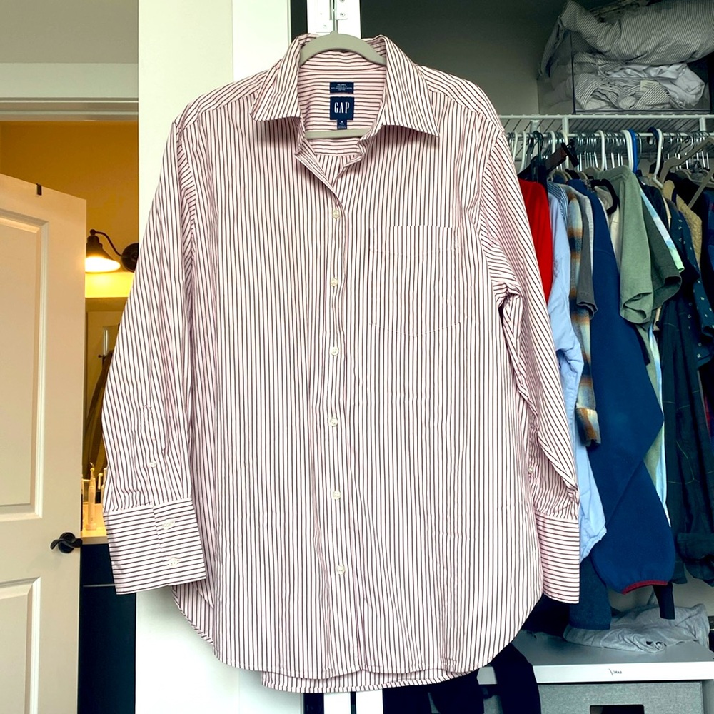 Gap Big Shirt in Red/Pink Stripe